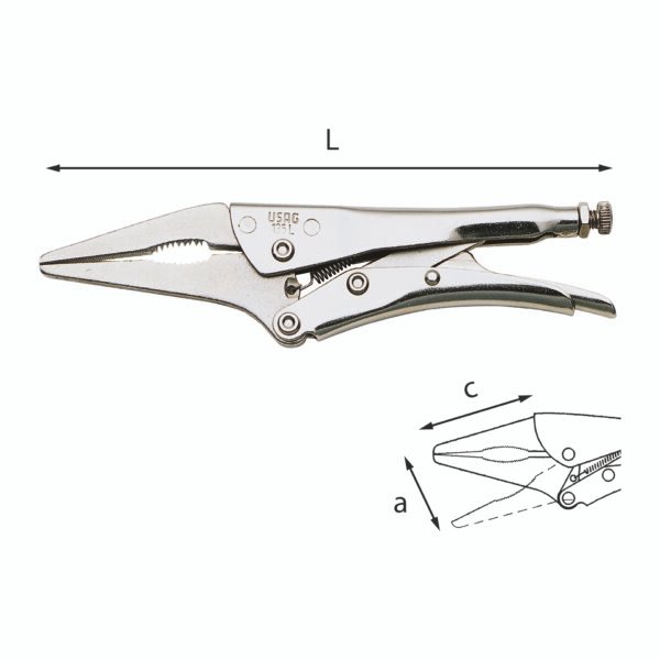 Alicates de presión con mordazas largas y delgadas 135L